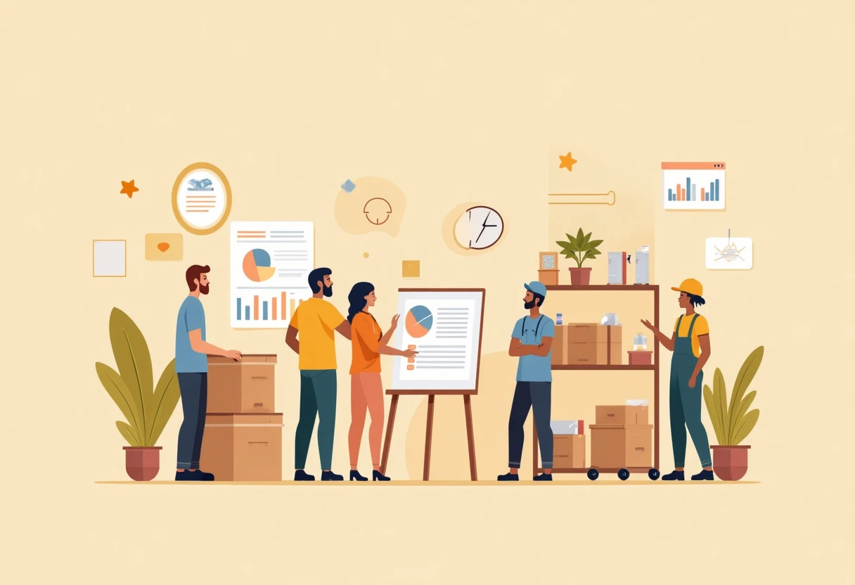 Discussion professionnelle dans un bureau