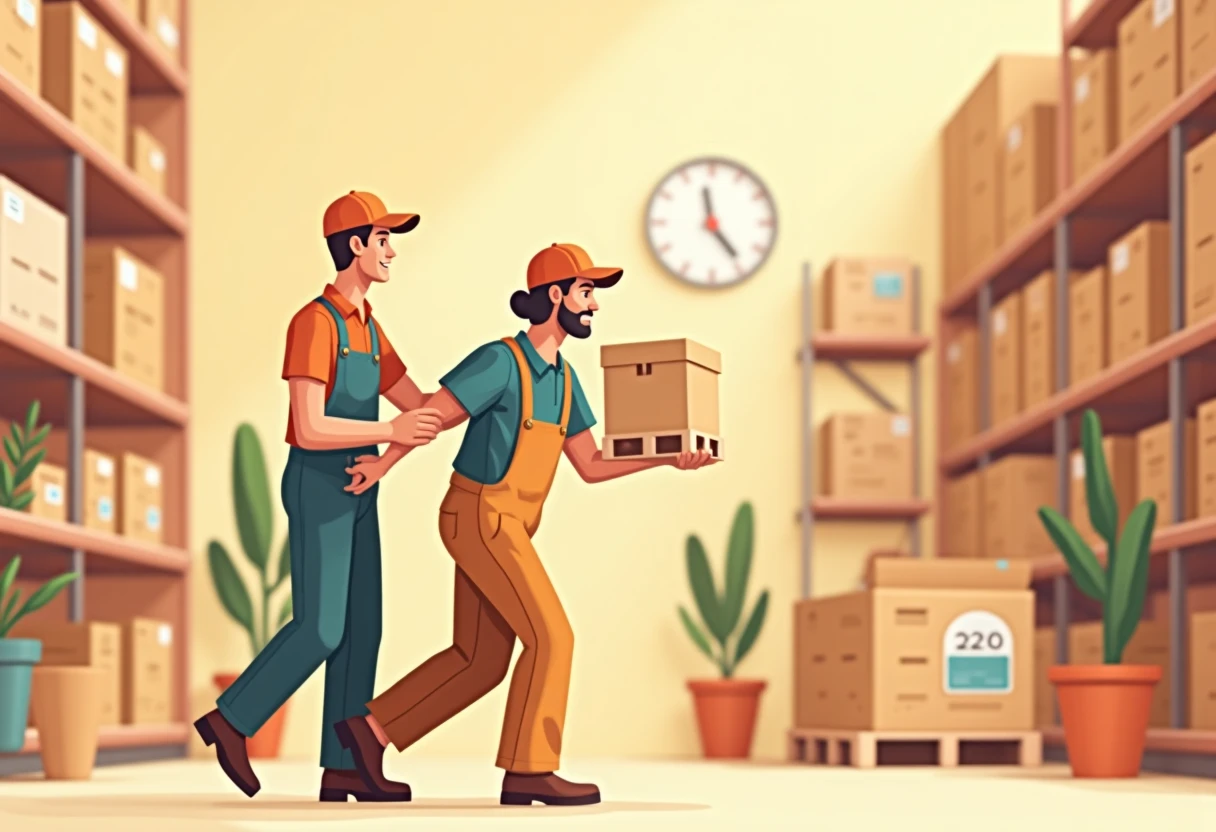 Trabajador de almacén organizando paquetes