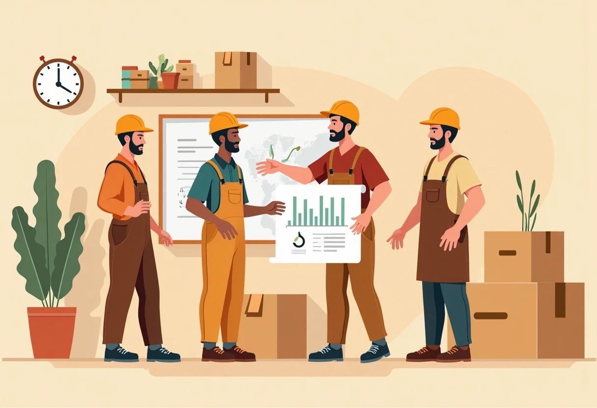Construction workers reviewing plans