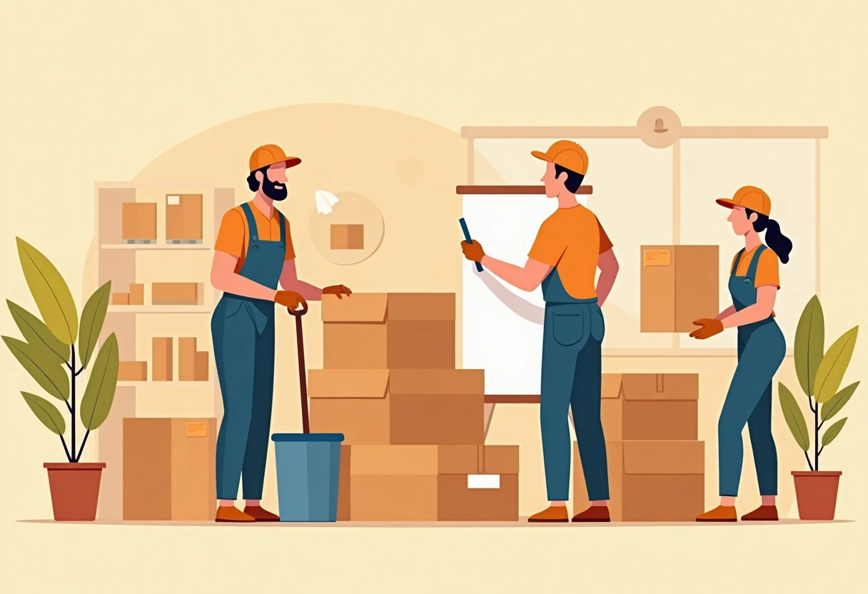 Trabajadores de reparto organizando paquetes