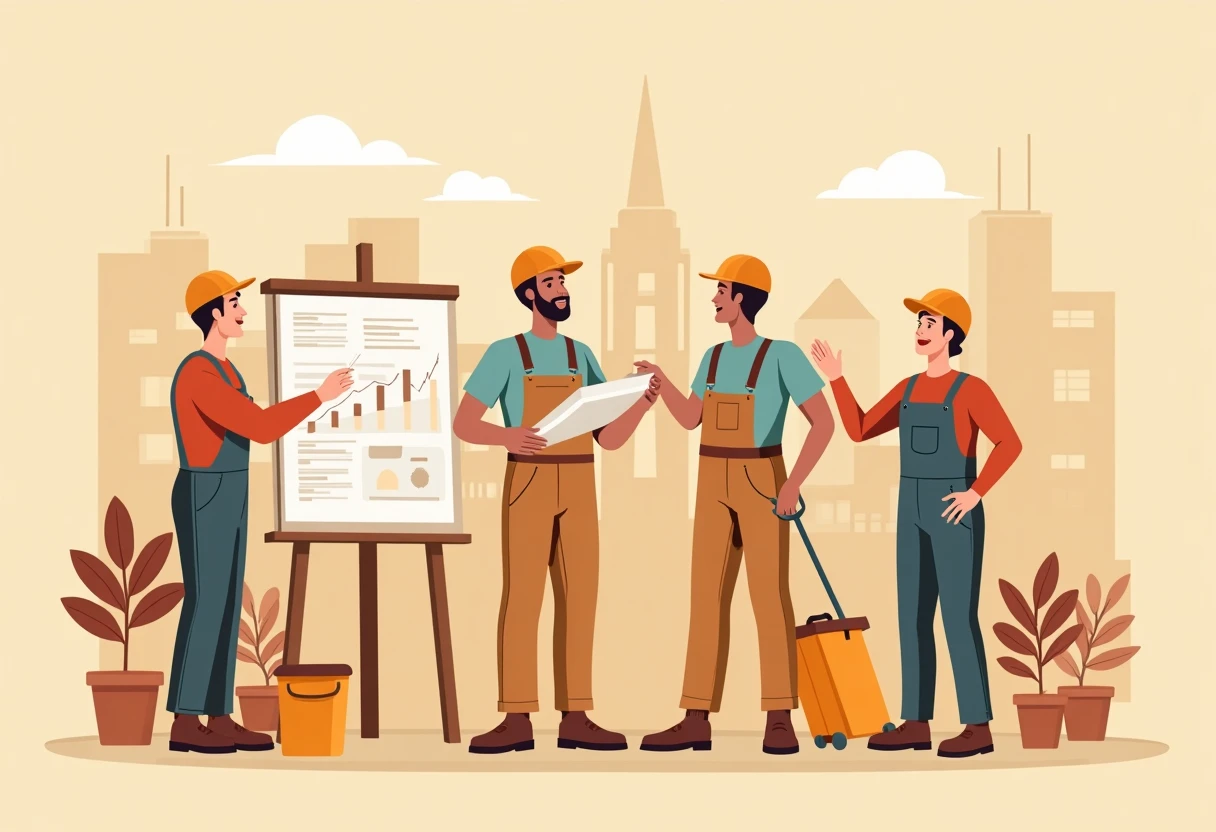 Trabalhador de construção com planos de construção