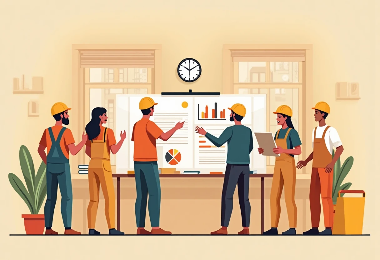 Engenheiros revisando planos de construção