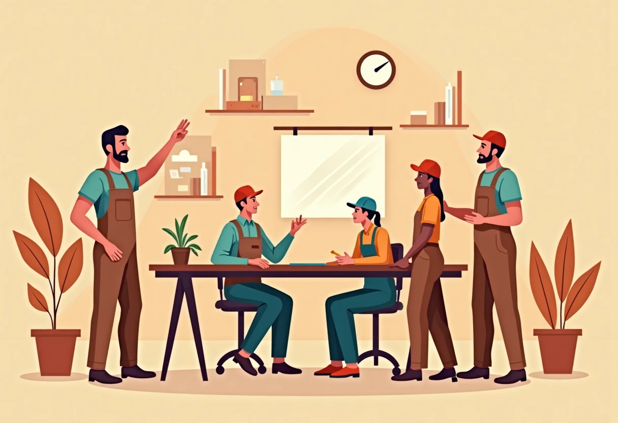 Lavoratori discutono di un progetto