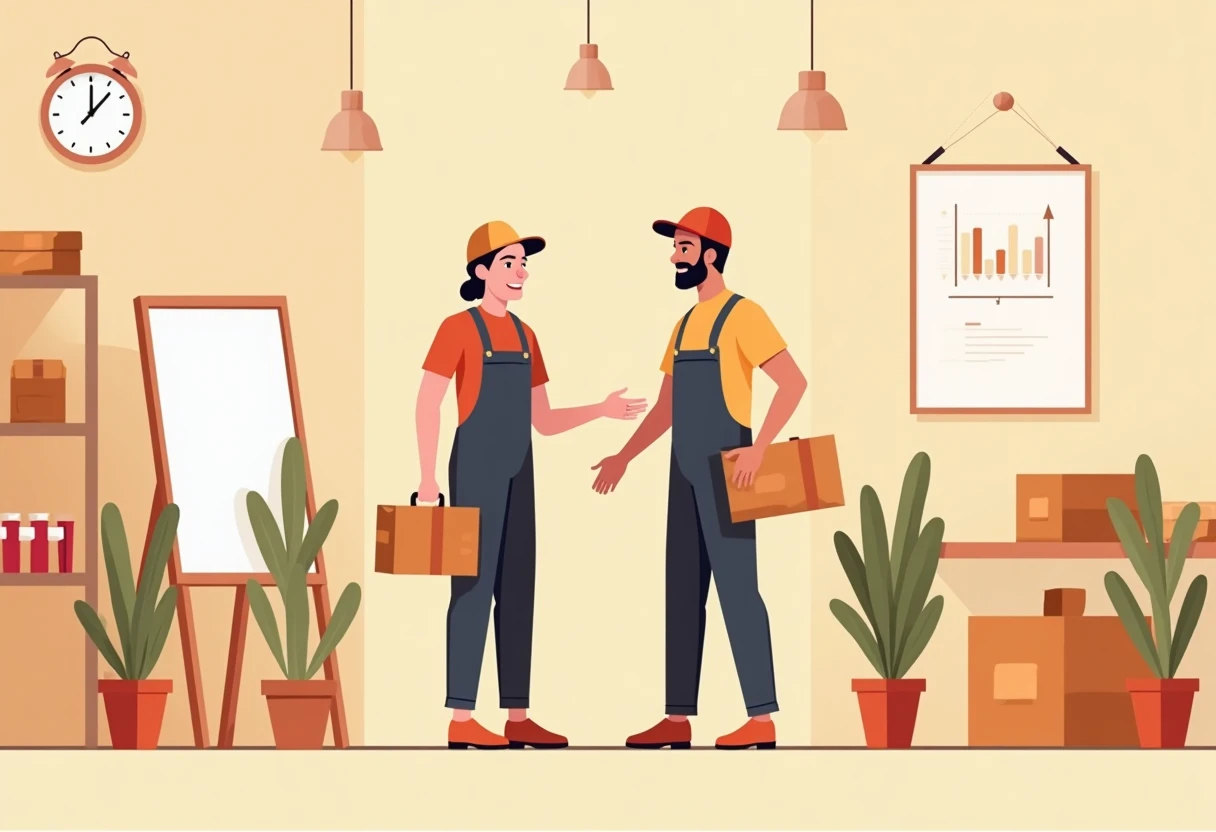 Vendeurs discutant dans un magasin
