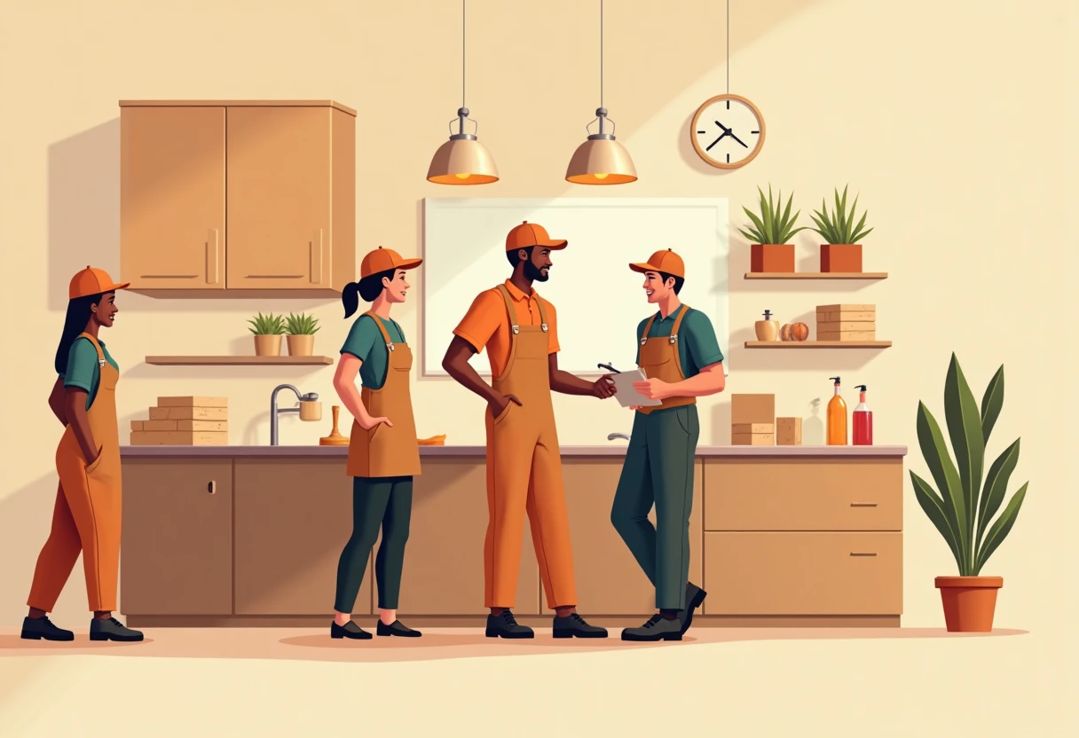 Travailleurs de la restauration dans un cadre convivial