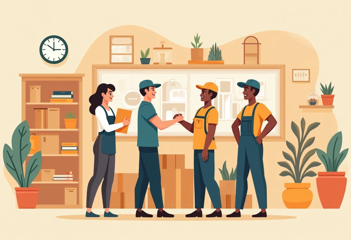 Vendeurs discutant dans un magasin