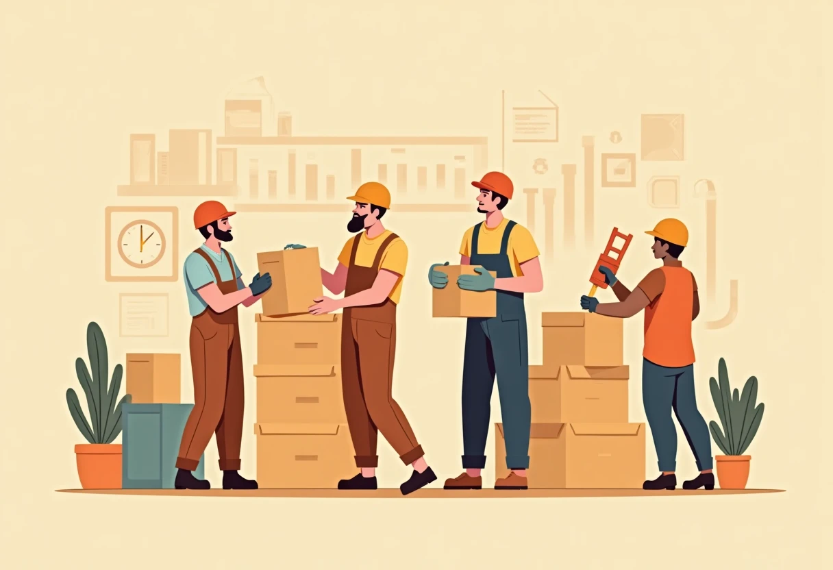 Trabajadores de la construcción en acción