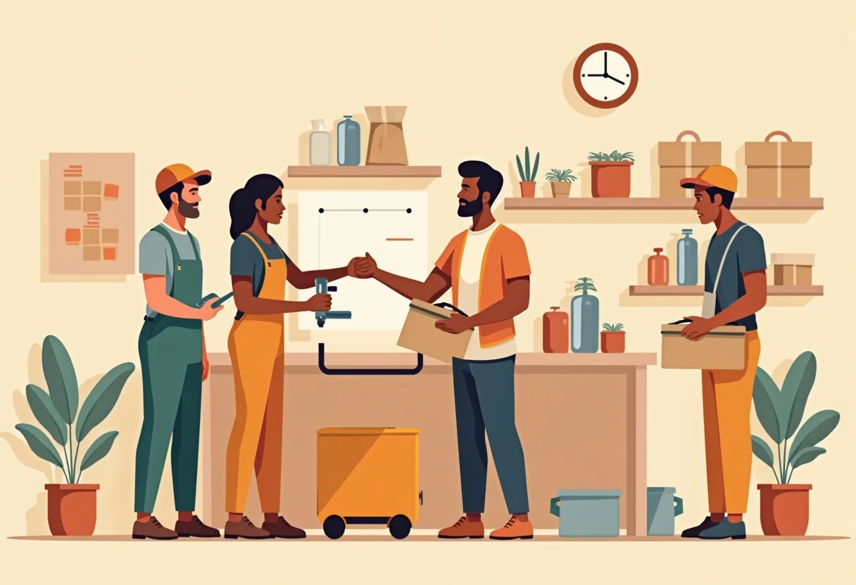 Trabalhadores de vendas em ação
