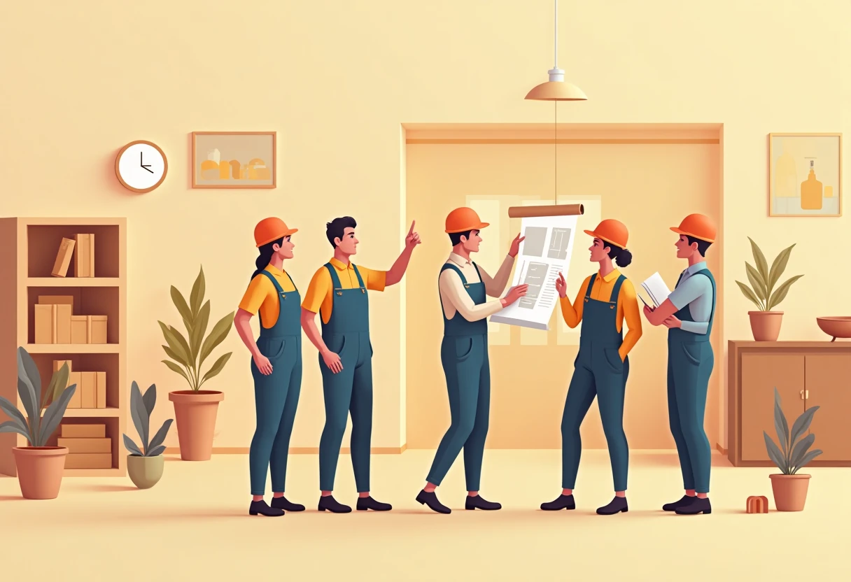 Construction workers reviewing plans