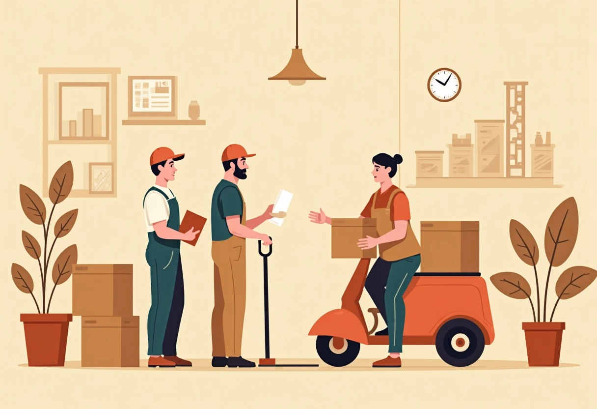 Warehouse and delivery workers illustration