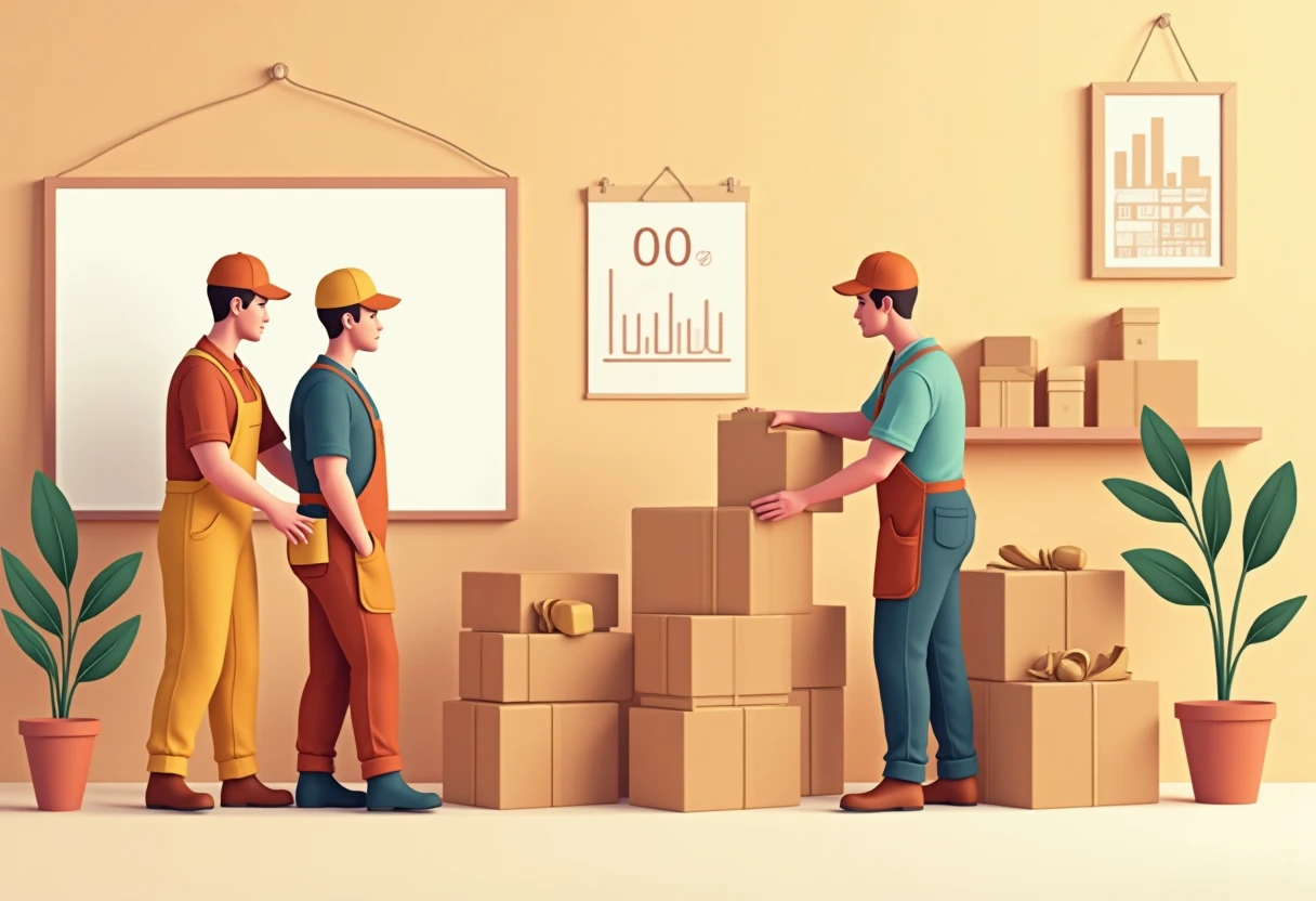 Warehouse workers organizing inventory