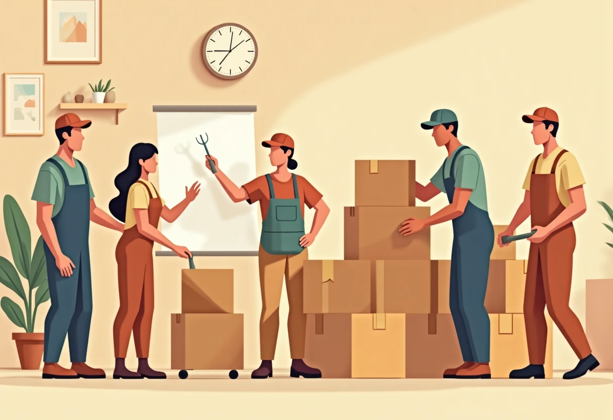 Warehouse workers in action